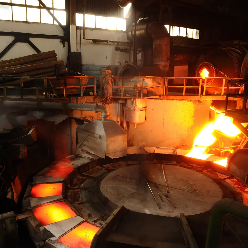 Industrial workshop preparing ceramic shell molds.